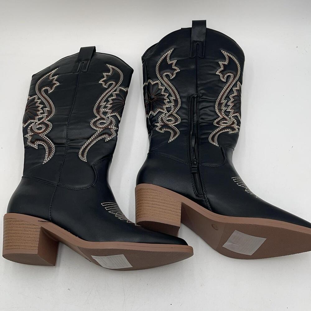 Fashion Nova Hometown Boots Womens Black Western Knee High Cowboy New Size 6.5